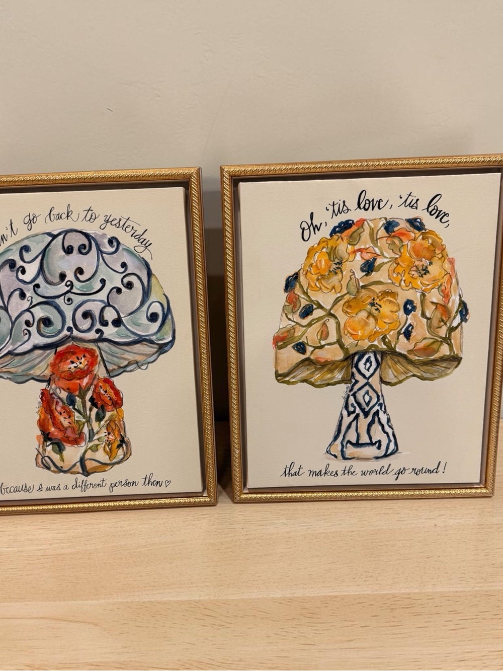 The Spring Shop Floral Mushroom Pairing - Yellow, Blue & Orange